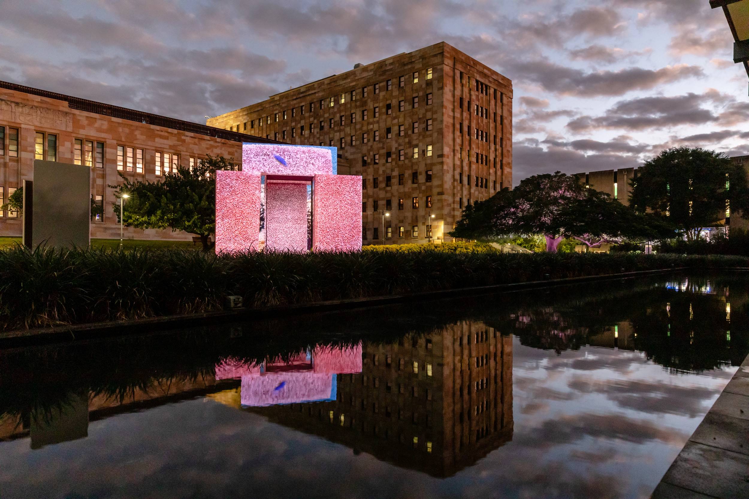 Artwork installed outside the Art Museum