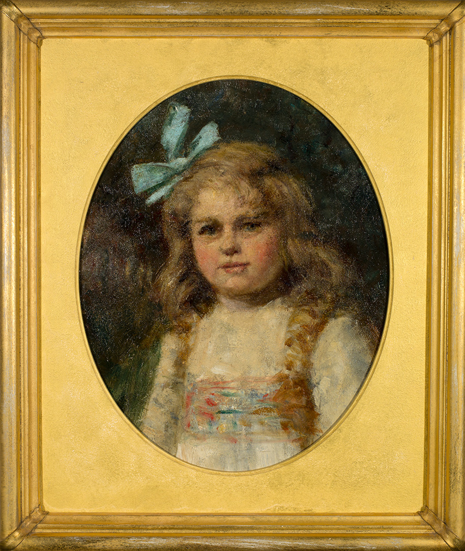 Frederick McCubbin, 'Portrait of little girl' c.1912-1913,oil on canvas image 46.7 x 57 cm. Collection of The University of Queensland, purchased 1953.