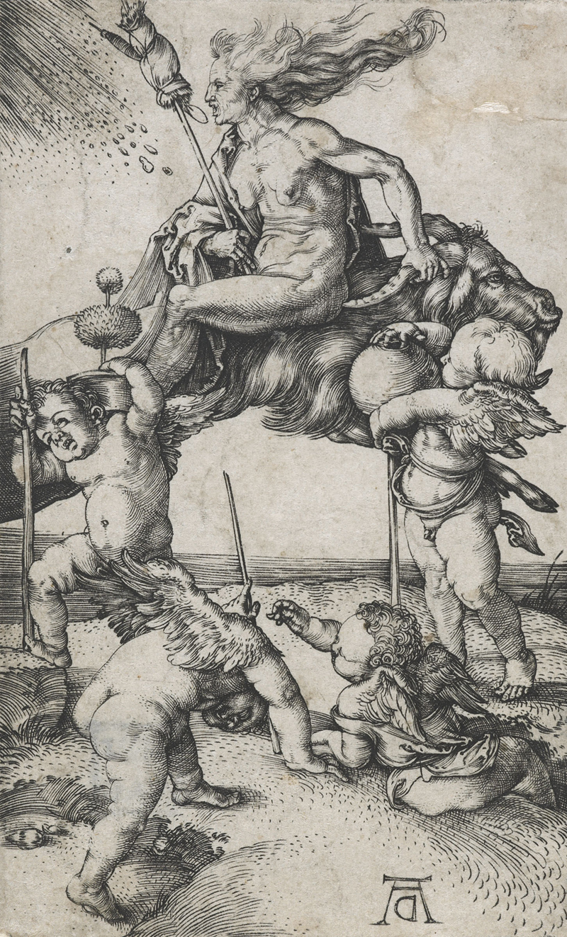 Albrecht Dürer Witch riding backwards on a goat 1501–1502 Engraving 11.7 x 7.2 cm Collection of The Museum of New Zealand Te Papa Tongarewa, Wellington  