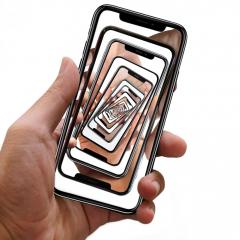 Photo of a hand holding a phone showing repeated images of the same image of hands holding phones 