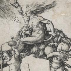 Albrecht Dürer Witch riding backwards on a goat 1501–1502 Engraving 11.7 x 7.2 cm Collection of The Museum of New Zealand Te Papa Tongarewa, Wellington 