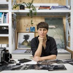 Artist Izabela Pluta in her studio