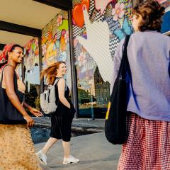 Visitors walking towards the UQ Art Museum