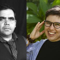 Left: Portait of Samuel Wagan Watson, courtesy of the Artist. Right: Ellen van Neervan, Photo by Anna Jacobson.